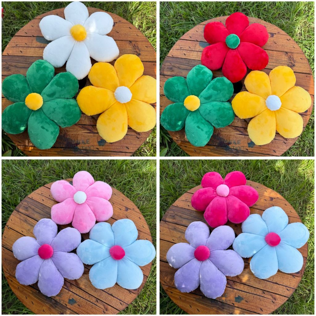 Kit Com 3 Almofada Flor De Pelúcia Margarida Decoração Festas Quarto Sala Brinquedo Sofá em Oferta na Shopee