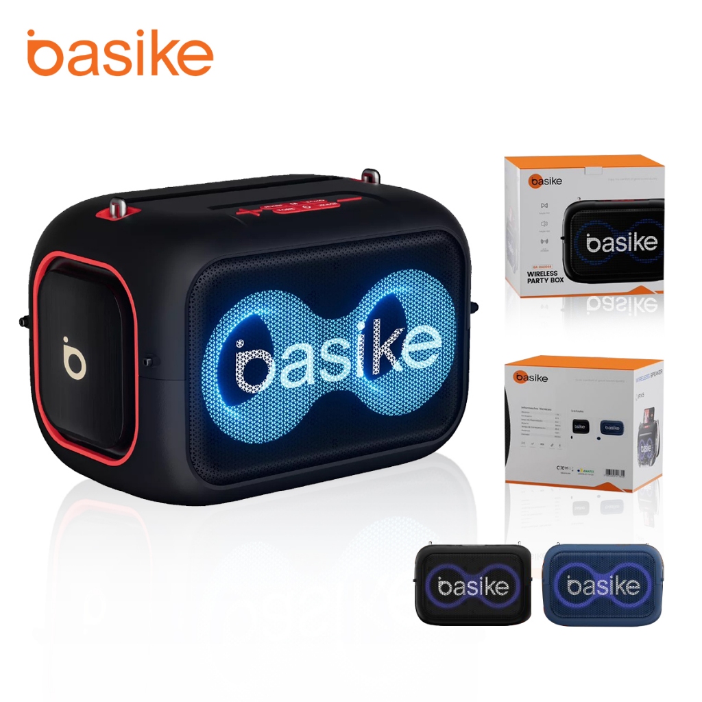 Basike Caixa de Som Portátil Bluetooth HiFi TWS 1+1 com RGB, FM e IPX5 – Som de Alta Qualidade, rad044