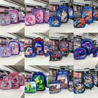 Kit Mochila Escolar Infantil de Rodinhas Menino Bolsa Resistente Impermeável Com Lancheira e Estojo BMA9719U-KIT