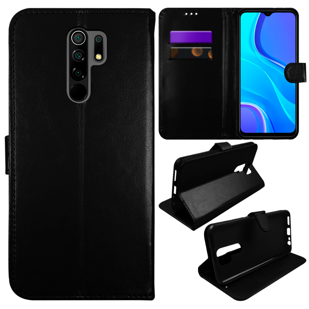 Capa Capinha Case Flip Carteira PRETA Xiaomi Redmi 9 (Tela 6.53)