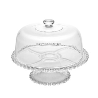 Prato Para Bolo Boleira com Pé Cristal Wolff 31cm X 25cm Petisqueira Fruteira