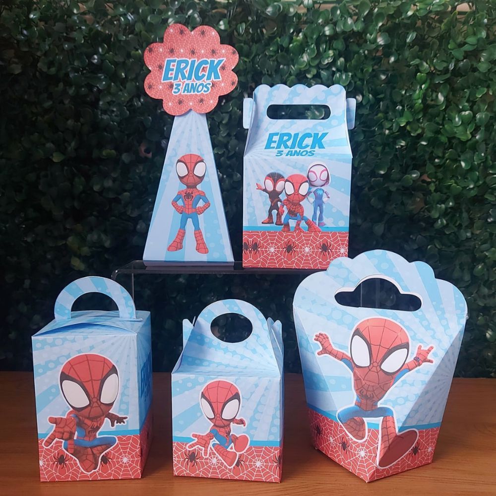 Kit Festa Homem Aranha Personalizado Pegue e Monte | Caixas Lembrancinhas Festa Infantil Aniversário