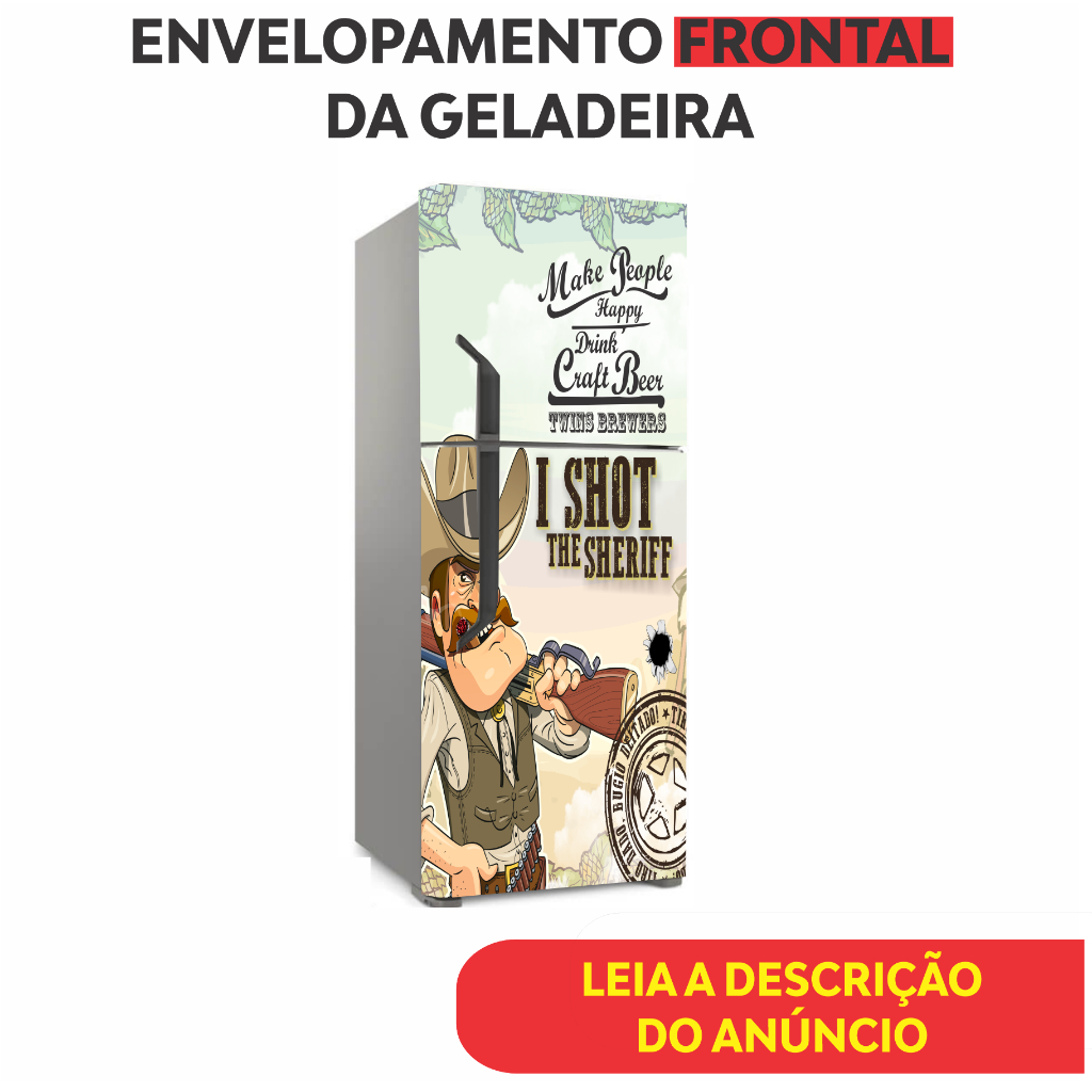 Envelopamento SÓ FRENTE, - Adesivo Para Geladeira, Decoração, Cozinha, Bar, Tabacaria, Boteco - VELHO OESTE COWBOY