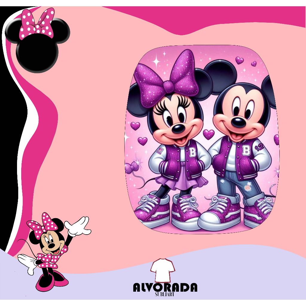 Mousepad Minnie e Mickey Ergonomico Personalizado Retangular Desenho Trabalho Escritório Gamer Jogo