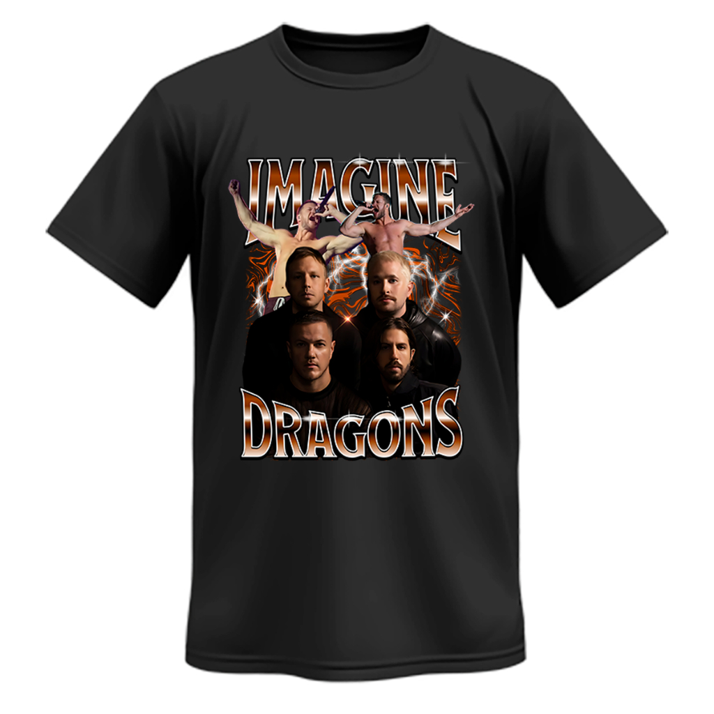 Camiseta Imagine Dragons Banda Pop Rock Alternativa Estampa Gráfica Internacional Show Tour Algodão
