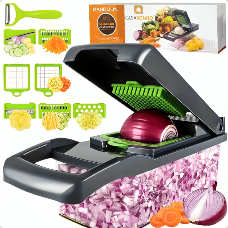 Cortador Fatiador de Legumes Multifuncional Fatiador De Verduras, Frutas e Legumes Manual