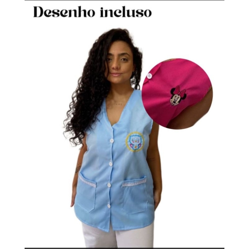 Avental  Jaleco Professora Personalizado/Bordado/Creche/Educação Infantil em Oferta na Shopee
