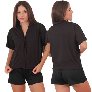 Pijama Americano Suede Short Doll Linha Noite Blogueirinha em Oferta na Shopee