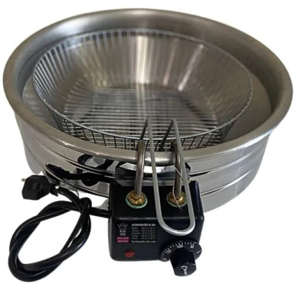 Fritadeira Industrial Elétrica 10 Litros Redonda Tacho Inox Batata Coxinha Salgados em Oferta na Shopee