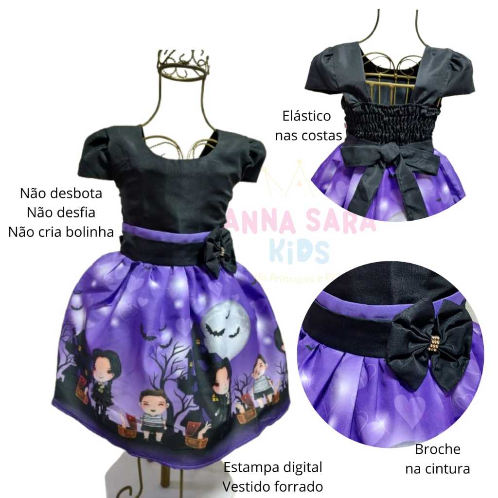Vestido Temático  Wandinha , Cinderela,Bailarina Maisa LUxo ,Branco Verde,Azul,Vermelho,Saiote Tamanho Unico 1 a 4 Anos