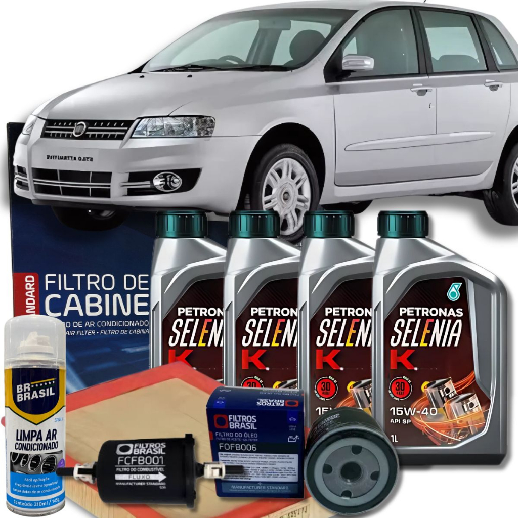 Revisão Troca de Óleo Fiat Stilo 1.8 8/16v Selenia K 15W40 Petronas em Oferta na Shopee