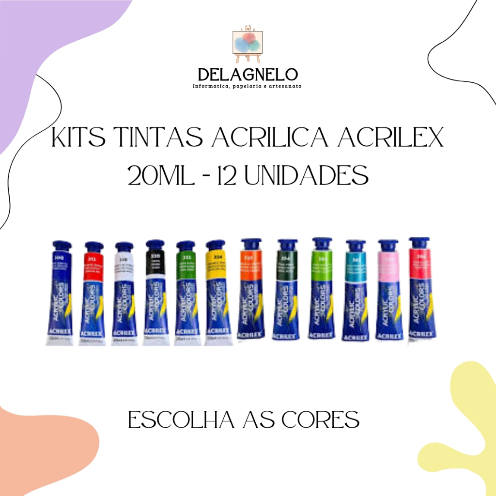 Kit 12 Tinta Acrílica Acrylic Colors Acrilex 20ml Para Tela