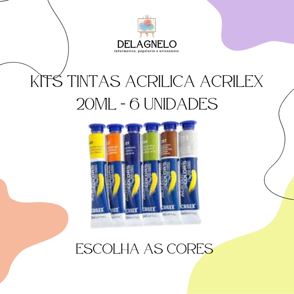Tinta Acrílica Acrylic Colors Kit Com 6 Cores 20ml Acrilex Para Tela - Escolha Suas Cores
