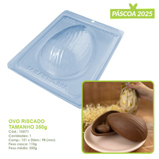 Forma Ovo Riscado Tamanho 350g BWB - Casca Fina Forma Especial 3 Partes PÁSCOA 2025 - Cód.: 10571 em Oferta na Shopee