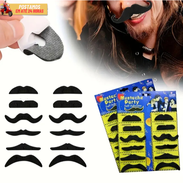 Bigode Artificial Mustache Disfarce Adulto e Infantil Adereço Carnaval Decoração - UMA UNIDADE