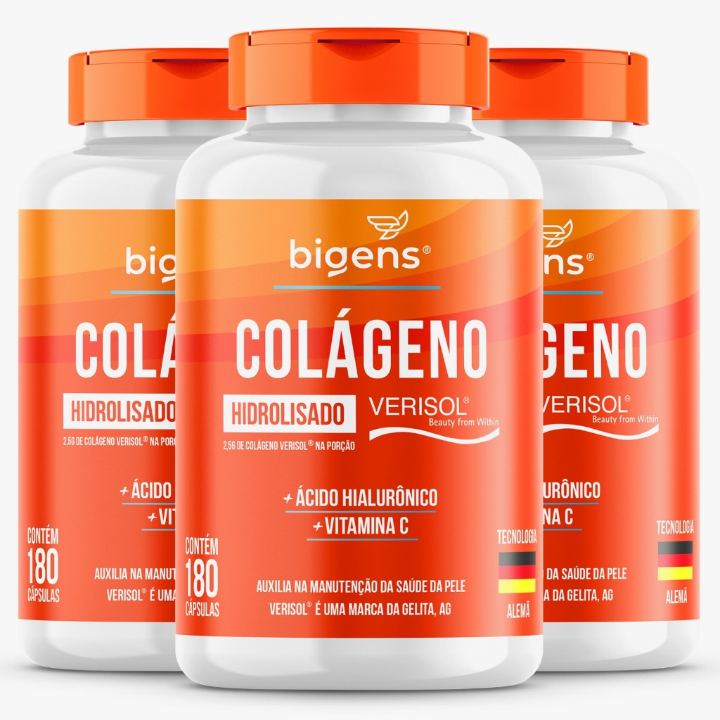BIGENS KIT 3X COLAGENO VERISOL 180 CAPS BIOGENS em Oferta na Shopee