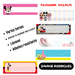 200+  Etiquetas Adesivas Escolares em Vinil a Prova D'agua 5x2,5cm- cadernos,lapis, material escolar em Oferta na Shopee