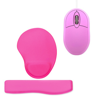 Combo Kit Mouse Barato Rosa  + MousePad Ergonômico ou comum quadrado em Oferta na Shopee