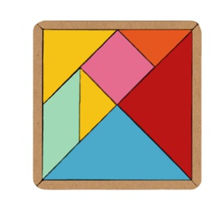 Brinquedo Educativo Tangram Educacional Colorido em MDF (Madeira) 17x17cm em Oferta na Shopee