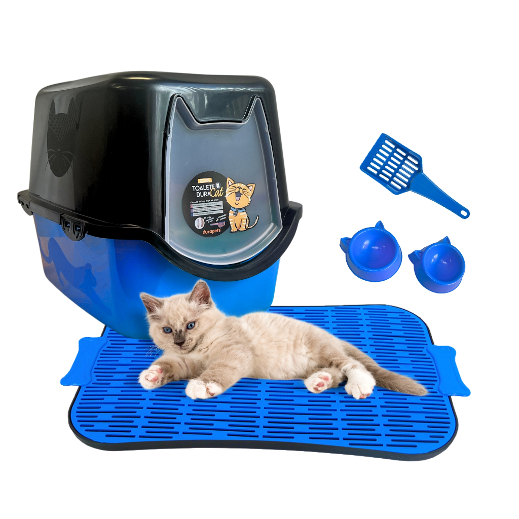 Caixa de Areia Banheiro De Gato Fechado Durapets + Tapete Limpa Patas em Oferta na Shopee