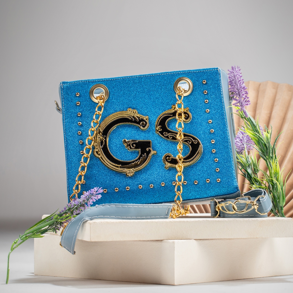 Bolsa Quadrada Em Couro Sintético, Ckloe Glitter Gaby Show Linha Premium, Forro Cetim, Bolsa Festa