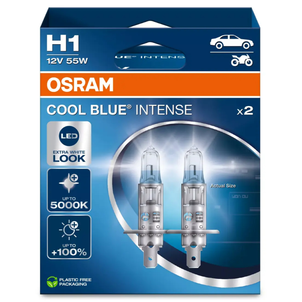 Par Lâmpada Osram Cool Blue Intense H1 5000K 55w 12v em Oferta na Shopee