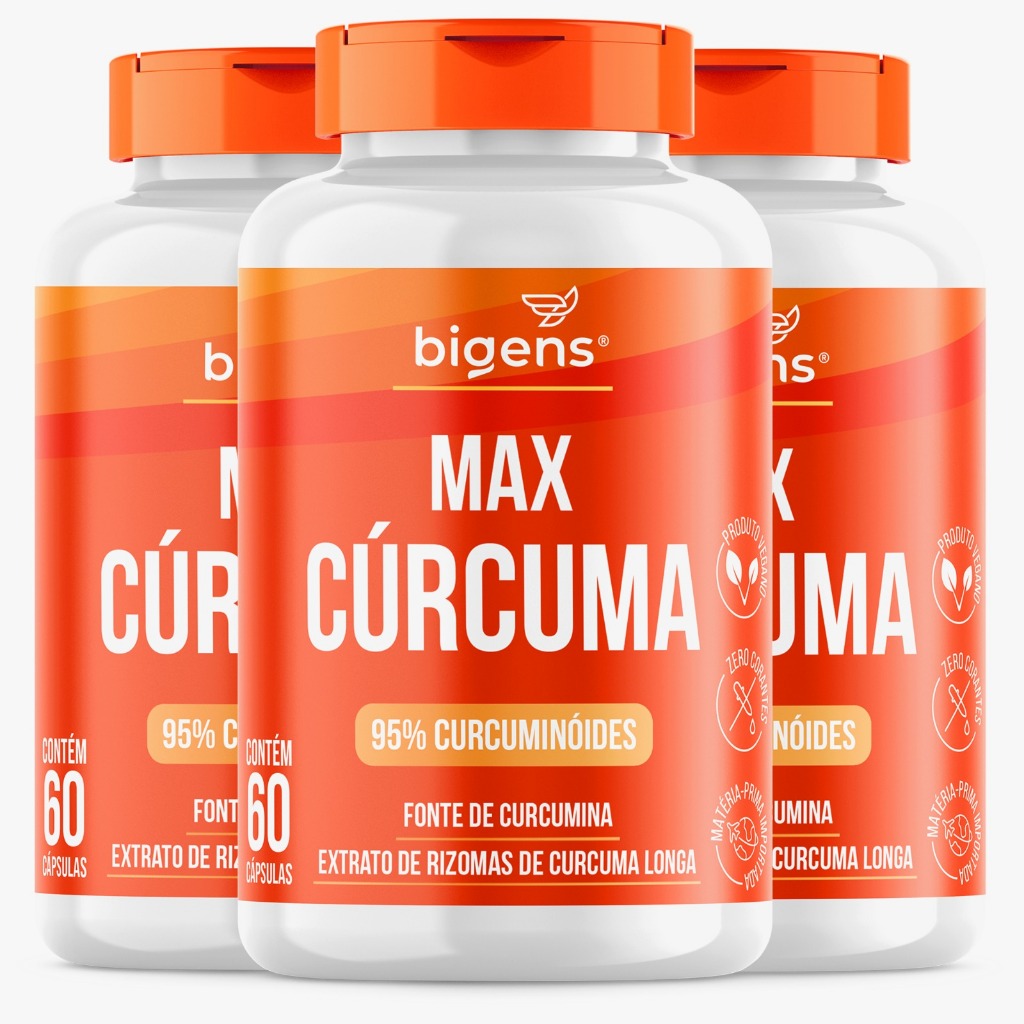 BIGENS KIT 3X MAX CURCUMA 95% CURCUMINOIDES 60 CAPS BIOGENS em Oferta na Shopee