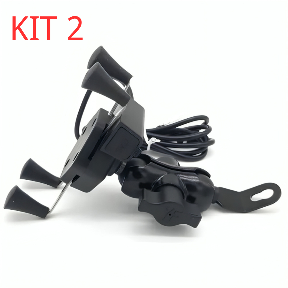 Kit 2 Suporte Garra Para Celular Moto Universal Com Carregador Usb ENVIO IMEDIATO