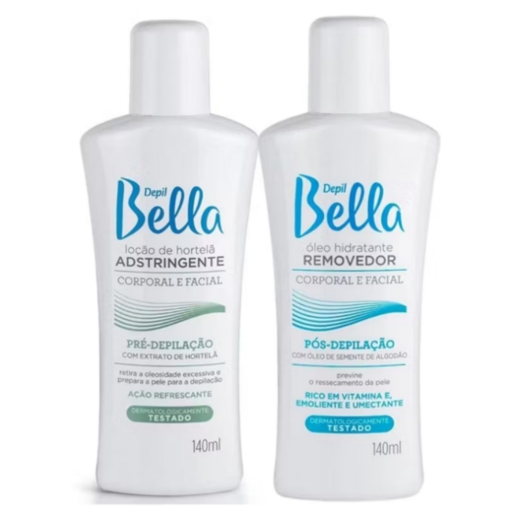 Kit Pré e Pós Depilação ÓLEO + LOÇÃO DEPIL BELLA Loção Pré - Óleo Pós 140ml