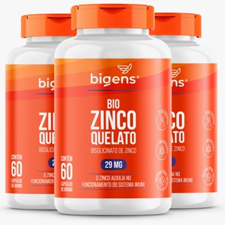 BIGENS KIT 3X BIO ZINCO QUELATO 60 CAPS BIOGENS em Oferta na Shopee