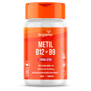 Metil B12 + Metil B9 Forma Ativa | Pastilhas Orodispersíveis Sabor Morango | 60 Tabs | Bigens em Oferta na Shopee