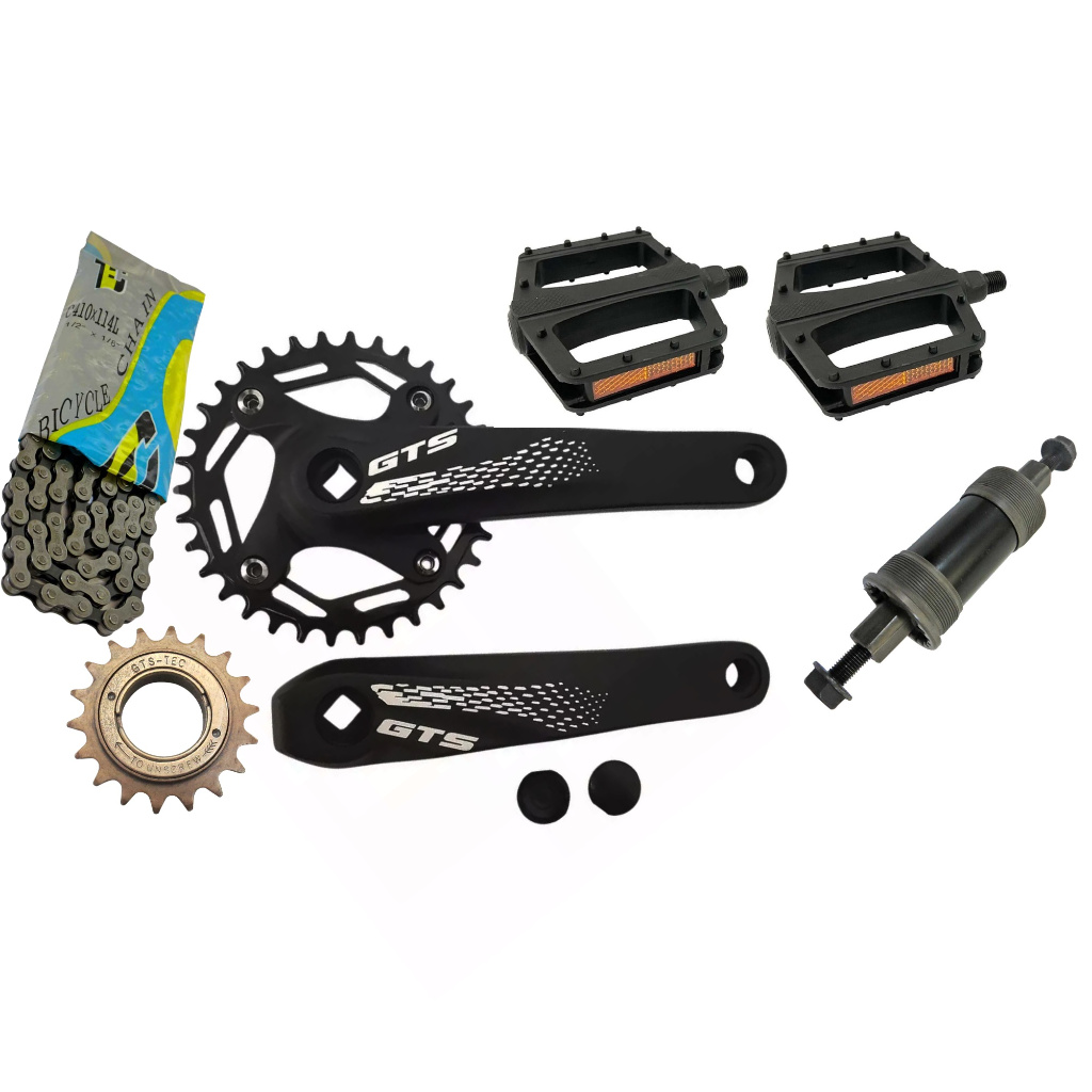 Kit Single Pedivela 34d Central Rolamentado + Corrente Grossa + Catraca Para Viking Gios Hupi Outras