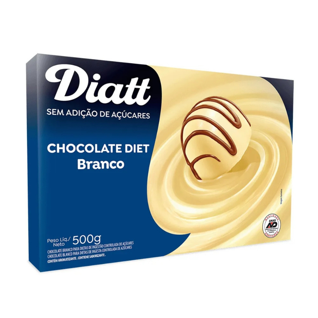 Barra De Chocolate Branco 500g - Diatt em Oferta na Shopee