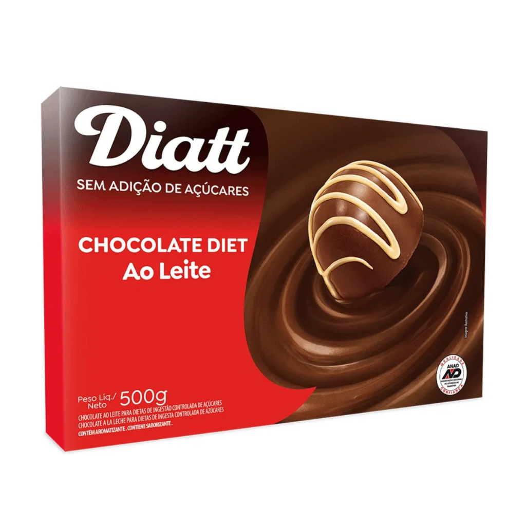 Barra De Chocolate Ao Leite 500g - Diatt em Oferta na Shopee