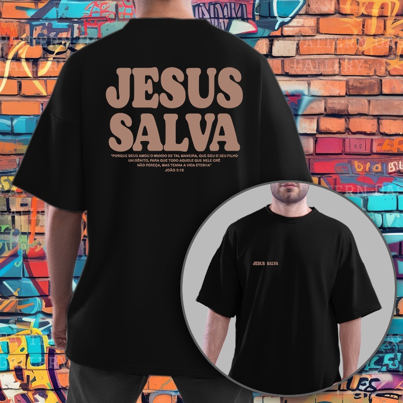 Camiseta Gospel Oversized 100% Algodão Masculina Fé Jesus - PP ao G1 em Oferta na Shopee