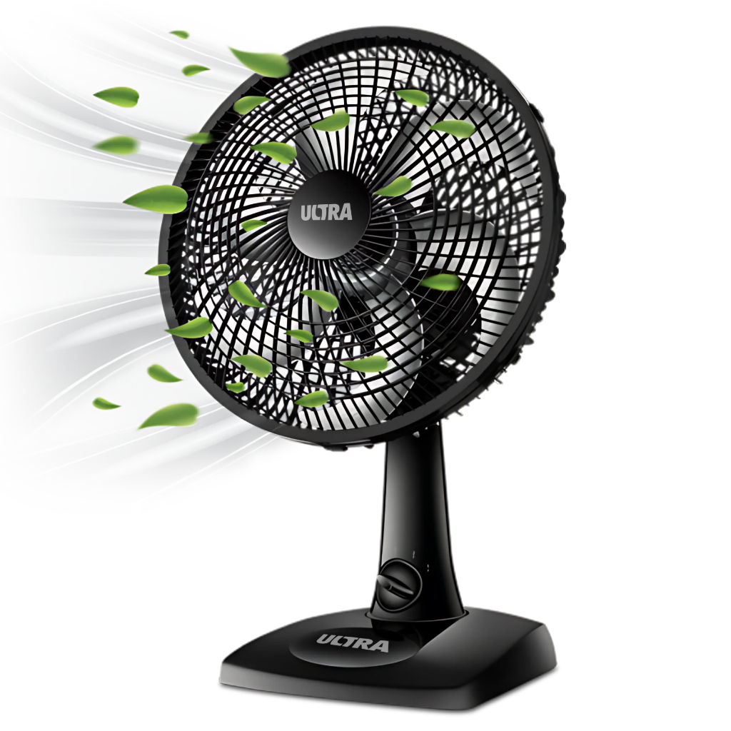 Ventilador Preto Mesa Parede Ultra Mondial V-UT-30-02 6 Pás Portátil Potente Ventilador 2 em 1