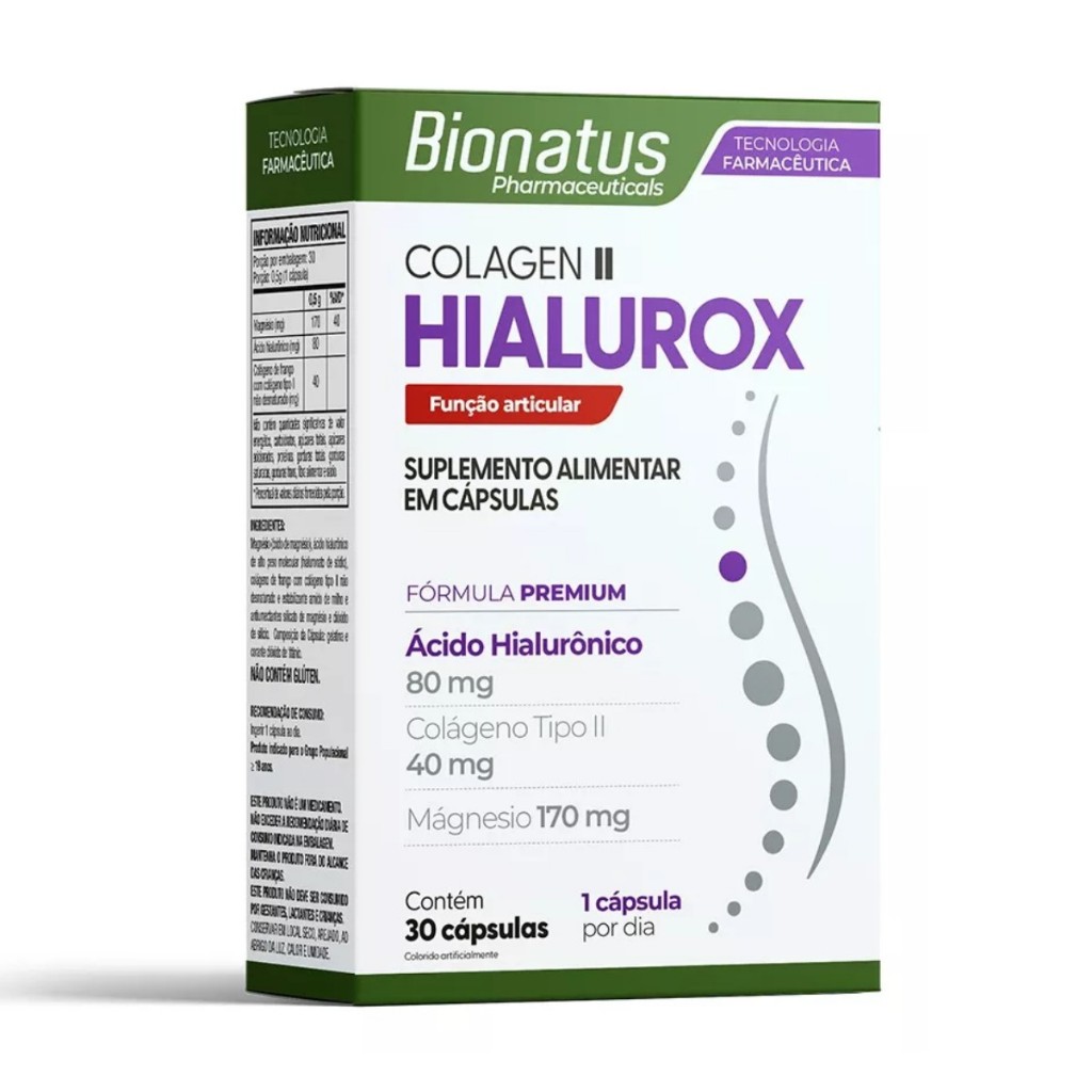 Colageno II Hialurox 30 Capsulas Bionatus Sabor Sem Sabor