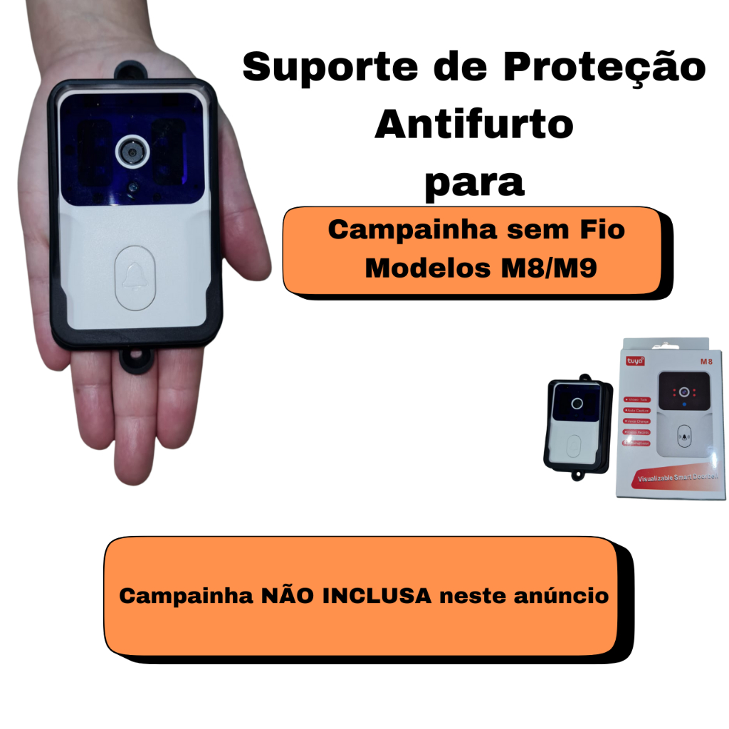 Suporte de Proteção  Anti Furto e Chuva Campainha Tuya M8 e M9