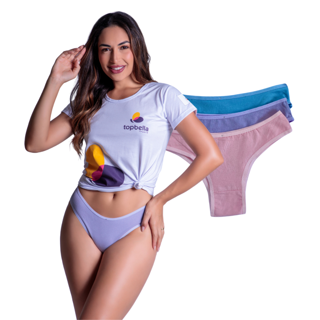 Kit 3 Calcinhas Tanga Algodão Lisa Feminina Confortável Cores Lisas Básica Lingerie Qualidade em Oferta na Shopee