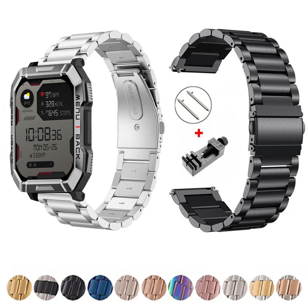 Pulseira de 22mm Metal Elos de aço inox para Blackview W60 de Engate Rapido