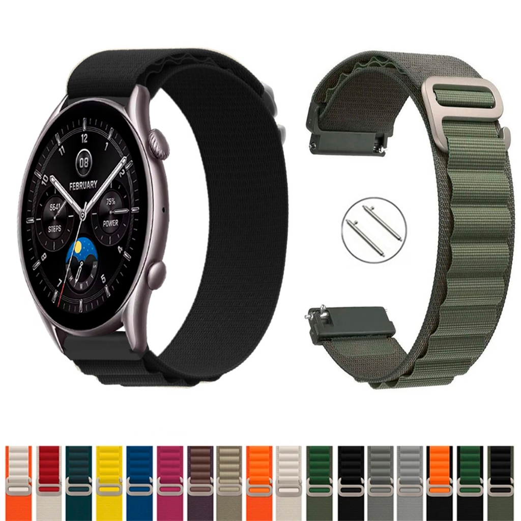 Pulseira 22mm De Nylon Alpinista para Amazfit GTR 4 NEW A2040 Macia Leve compativel Smartwatch pinos Engate Rapido