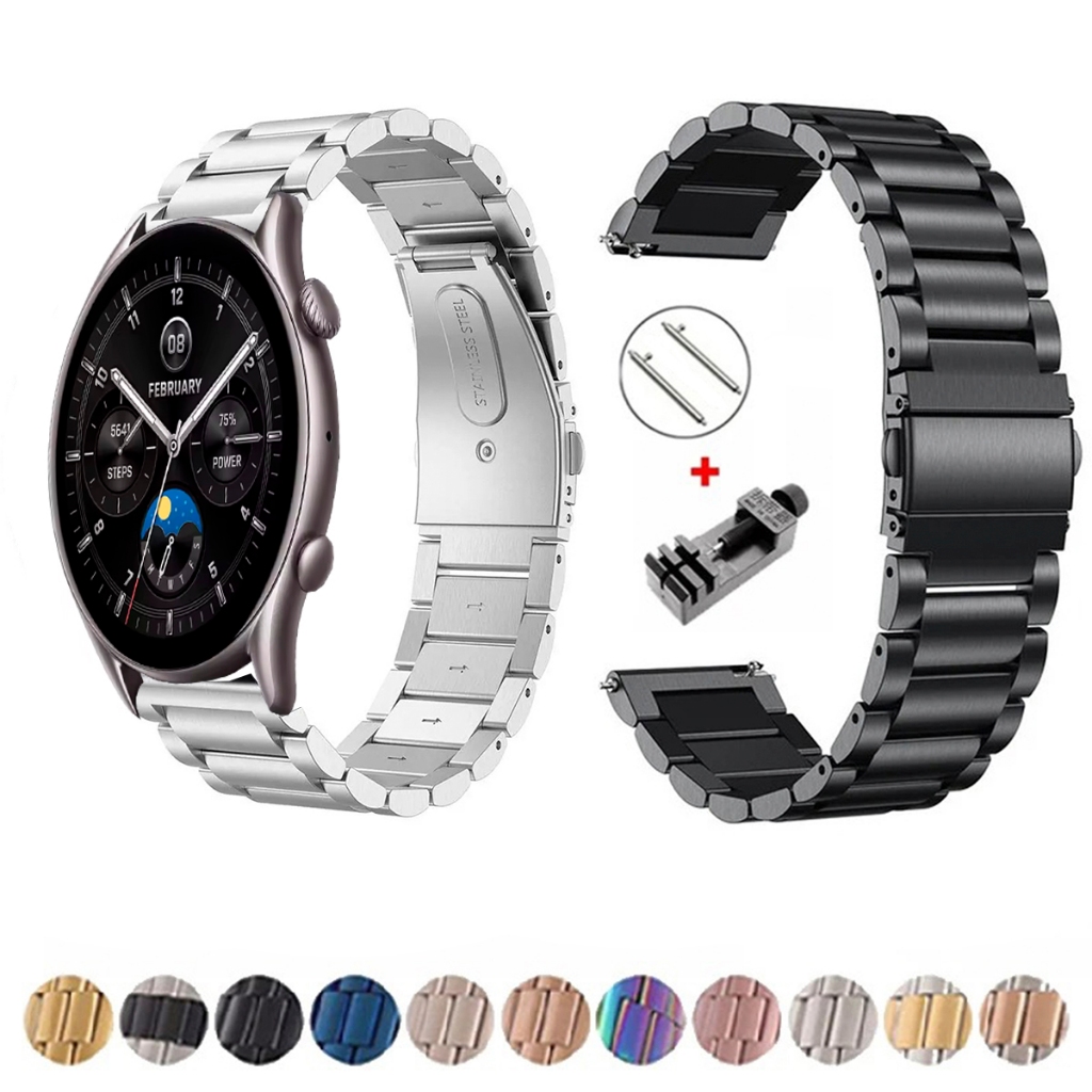 Pulseira de 22mm Metal Elos de aço inox para Amazfit GTR 4 NEW A2040 de Engate Rapido