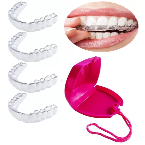 04 Placas Moldeira bucal Ranger Dentes + 01 Estojo Roxo