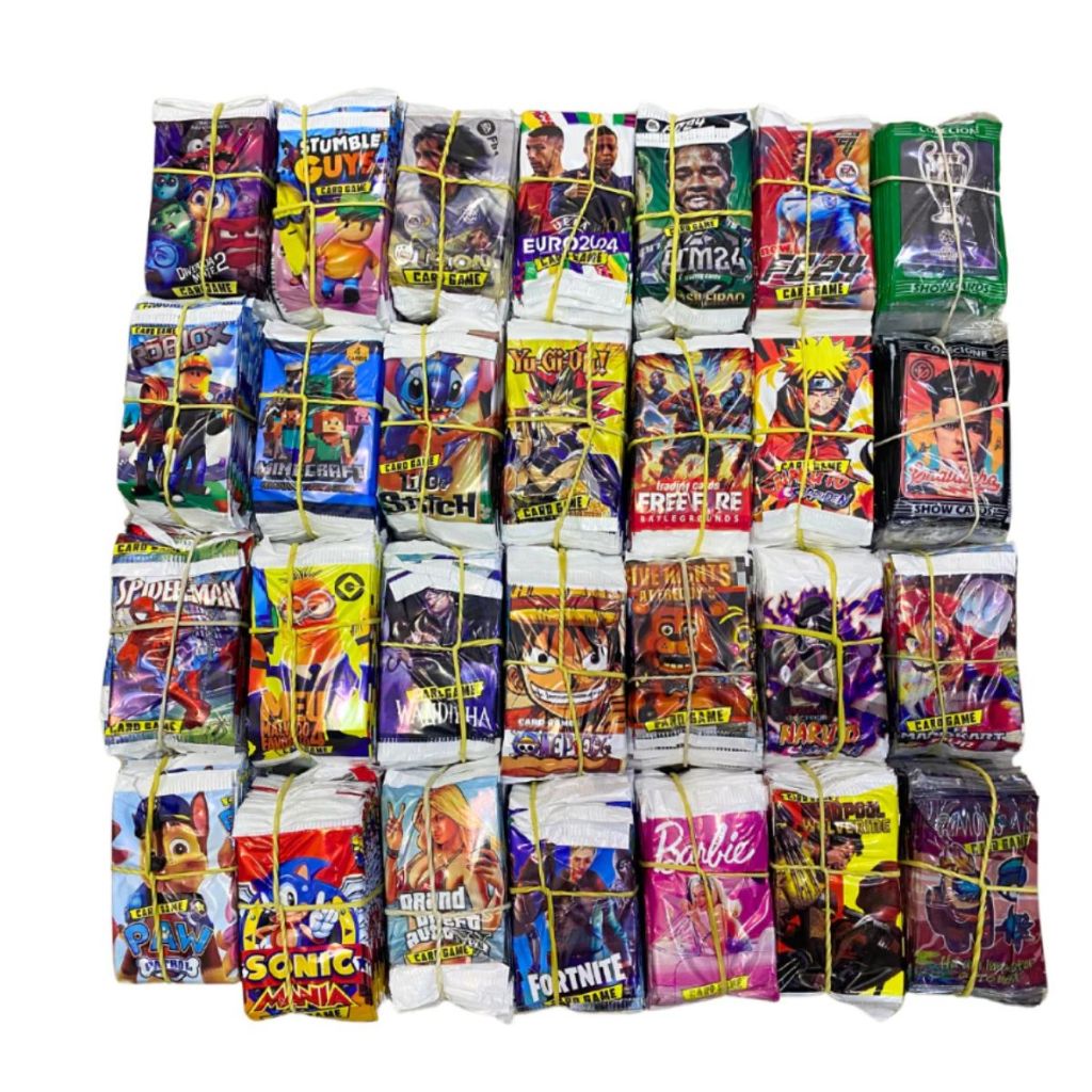 Kit 400 Cards Figurinhas Com 100 Pacotinhos Para Bater Bafo Trocar Cartas Variados