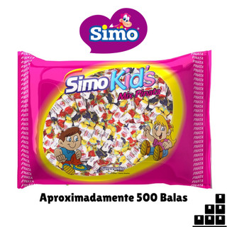 Bala Macia Mastigável Frutas Sortidas 1,5kg SimoKids Mix Pinãta Pacote Com 500 unidades