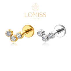 Piercing Labret Helix Tragus Conch Boca-Medusa Aço Cirúrgico Trio Zircônia Lomiss piercing