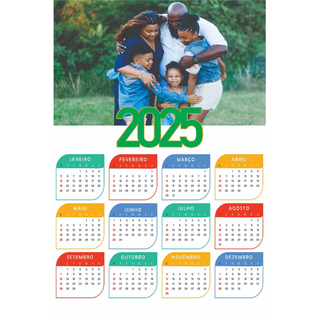 Calendário personalizado 2025 Com Sua Foto 15x21 Para Parede Personalizado marca logo