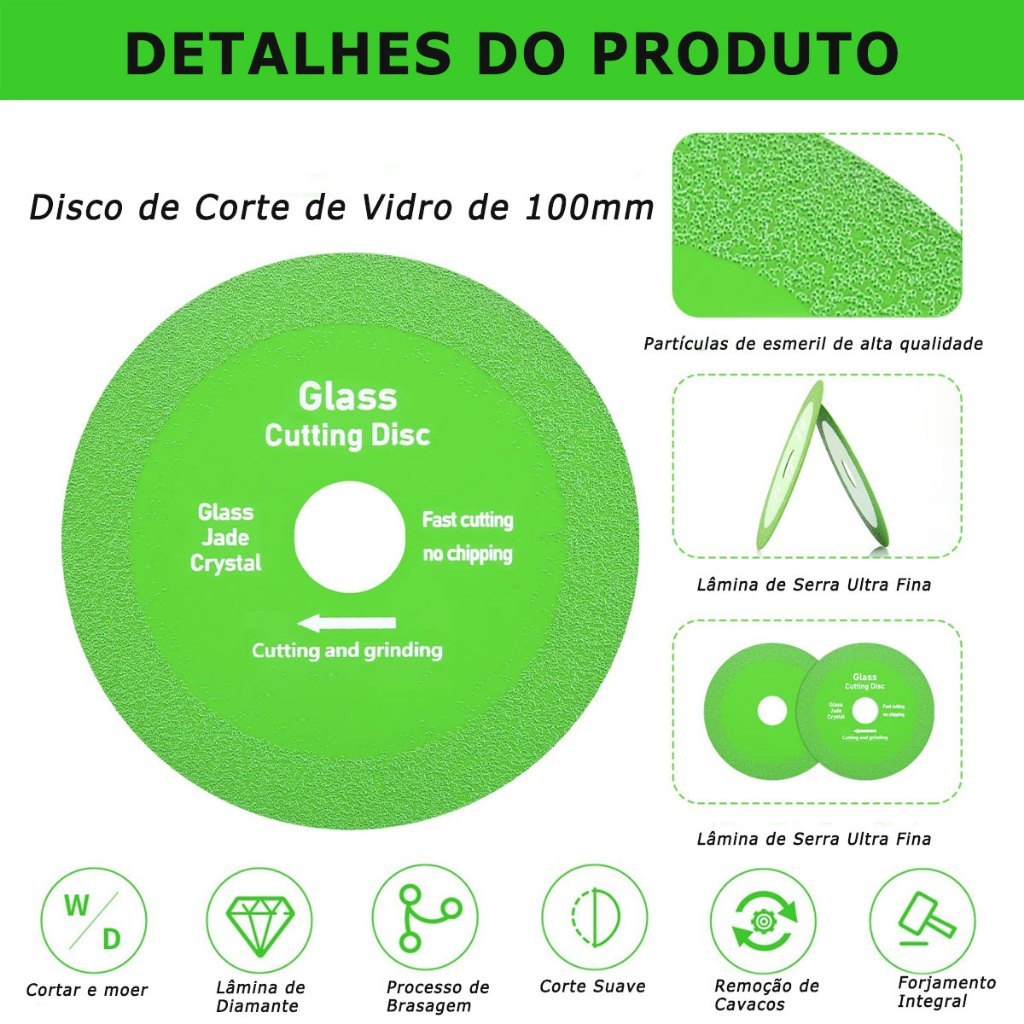 Disco Corte P/ Vidro Marmore ceramica ultrafino lamina de diamante P/esmerilhadeiras — imagem 2 de 2