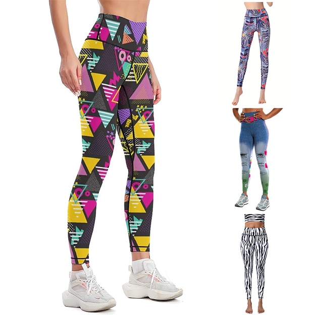 Liouty Calça legging feminina estampada de cintura alta com tecido elástico e secagem rápida e respirável