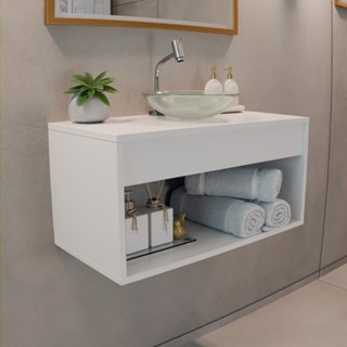 Gabinete Banheiro Armário 60CM Sem Cuba Promoção Branco